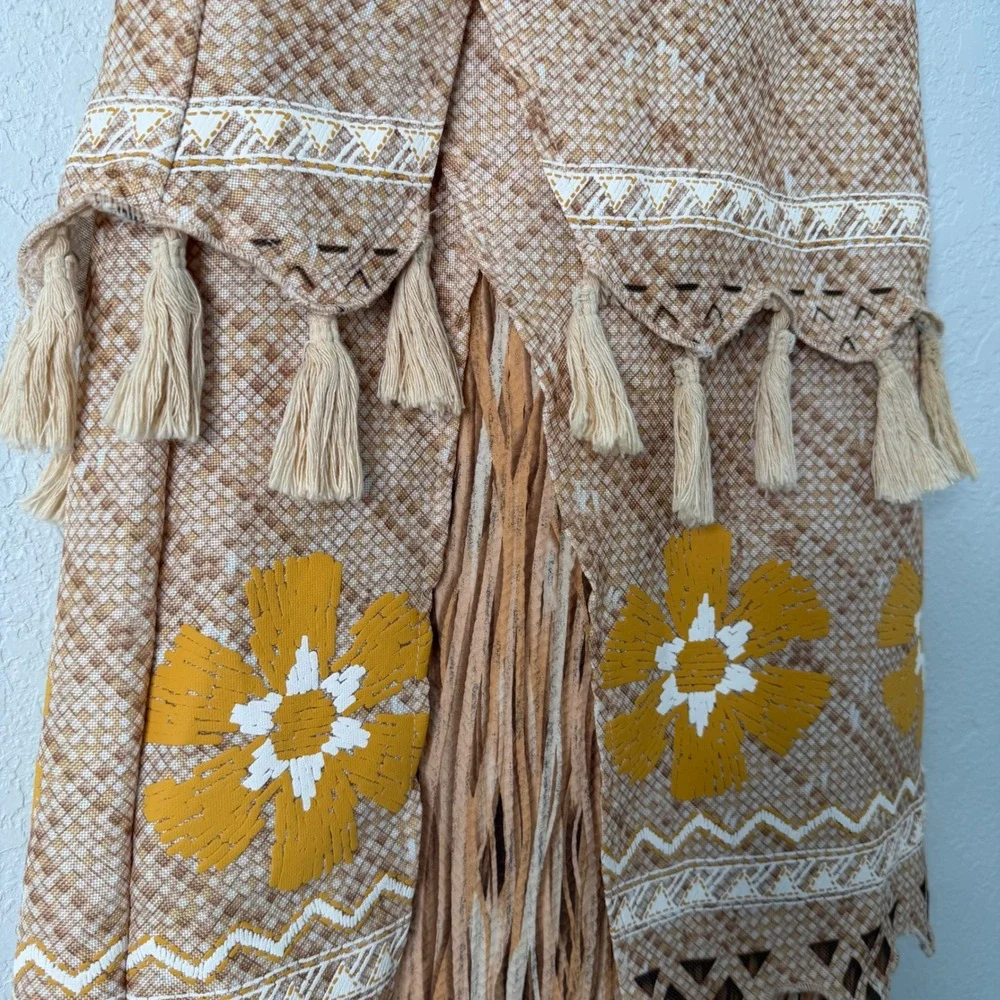 Disney Store Moana Costume Skirt Kids Size 5/6 Tapa Print Floral Tassels Brown - Picture 2 of 4